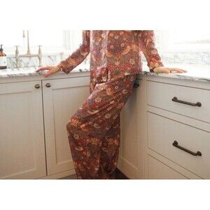 Summersalt Pajama Pants Red Birds Floral Silky Luxe Elastic Waistband 2X